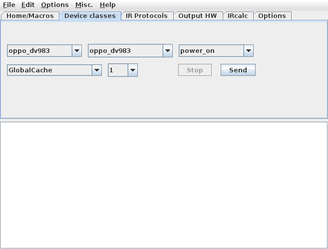Harc Device classes pane
