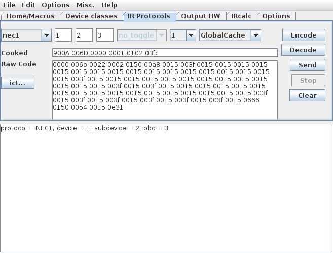 Harc IR Protocols pane
