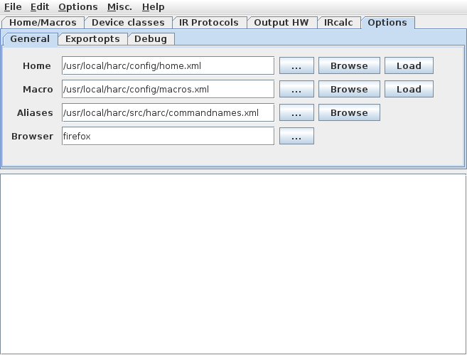 Harc Options pane